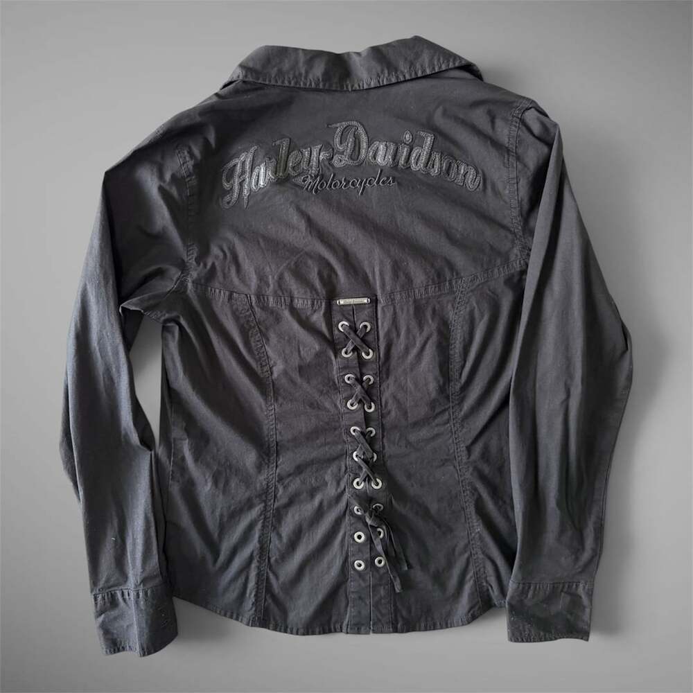 Harley Davidson Corset Blouse Size L Black
